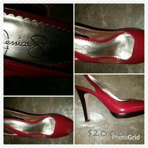 Jessica Simpson sling back Red Patent heels