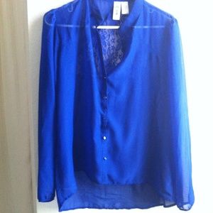 Blue sheer button up