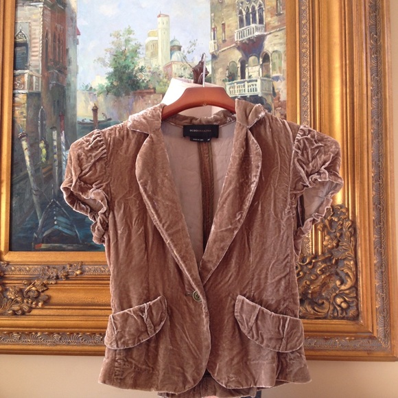BCBGMaxAzria Tan Velour Top