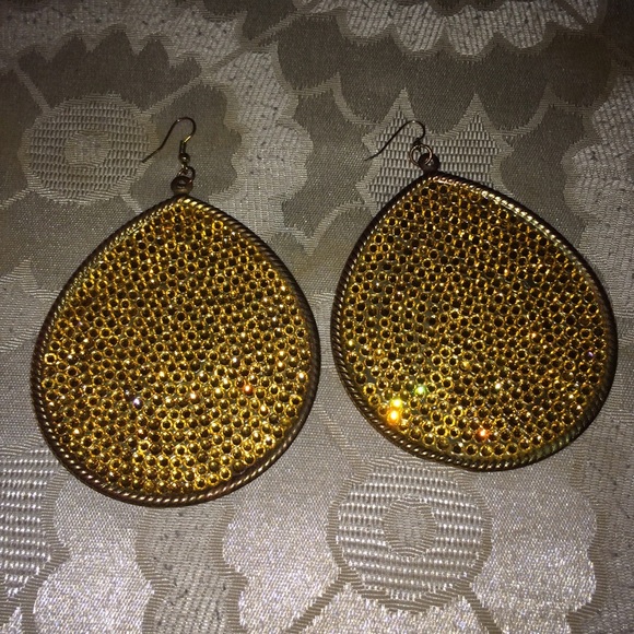 Large gold-yellow bling earrings
