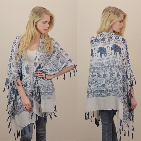 Accessories - 💠💠The DOROTHY elephant kimono scarf - BLUE
