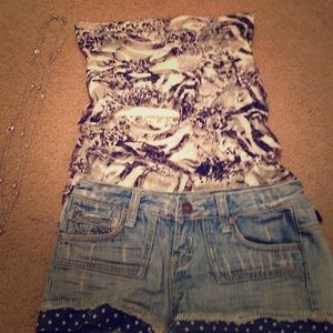 White&Black Lace Animal Print Tube Top! 🐯