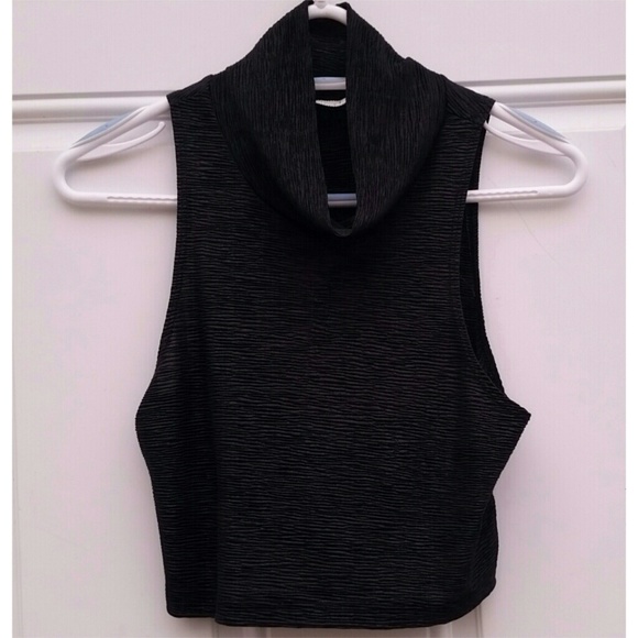 Black Metallic Crop Top