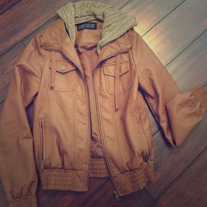 Leather Jacket w/ Hood