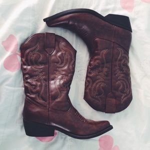 Dark brown cowboy boots