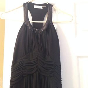 CALVIN KLEIN T BACK SEQUIN NECK GOWN