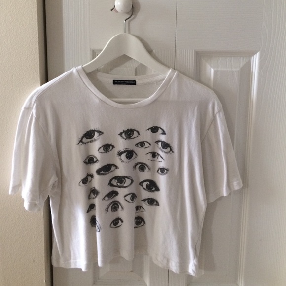 Brandy Melville Graphic Eyes Sketch Crop Top