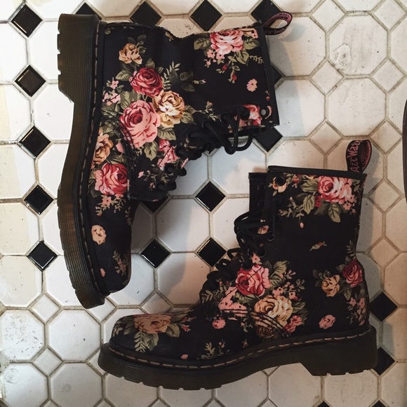 Urban Outfitters Boots - Floral Doc Marten's Boots