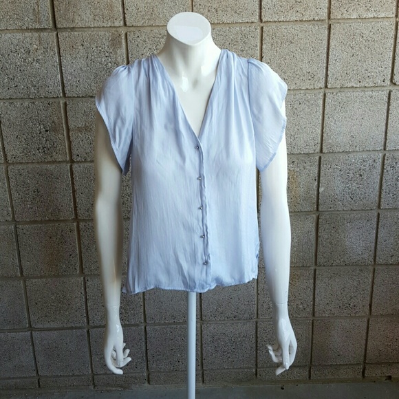 Purple - blue silky button down blouse