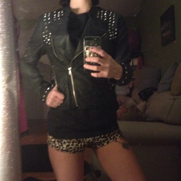 Black leather blazer coat