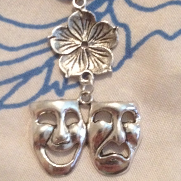 Comedy Tragedy Mask Necklace - Picture 2 of 3