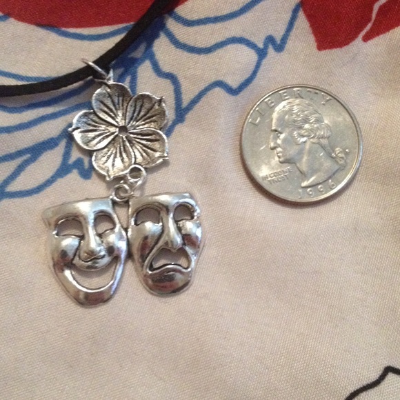 Comedy Tragedy Mask Necklace - Picture 3 of 3