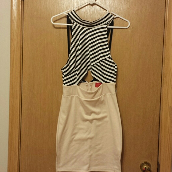 Strip halter dress