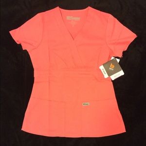 Scrubs - Grey's Anatomy Mock Wrap - passion orange