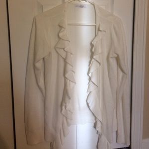 Ruffled New York & Co cardigan in cream