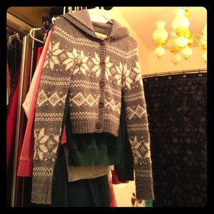 Hollister Cropped Button-Up Sweater Hoody