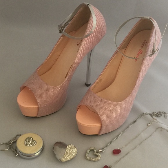 Bright pink and silver shoes
