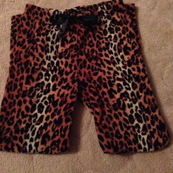Plush leopard night pants