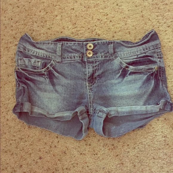 Double Button Denim Shorts