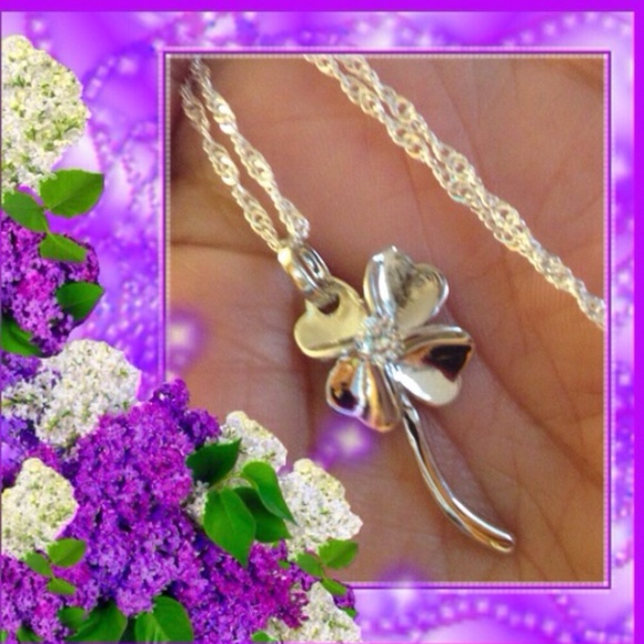 🍀925 STERLING SILVER FOUR LEAF CLOVER NECKLACE NE