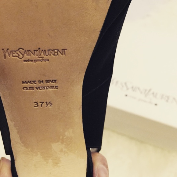 YSL Yves Saint Laurent Tribute Sandal Black Satin - Picture 4 of 4