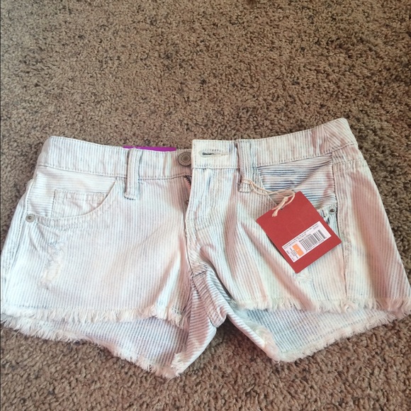 Pin striped denim shorts
