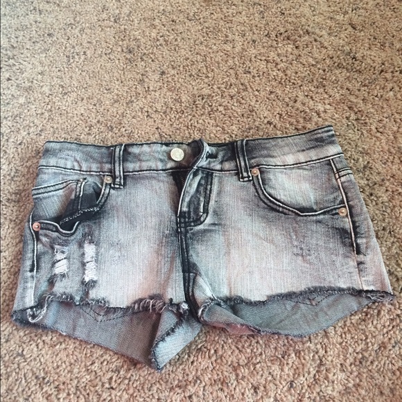 Black denim shorts.