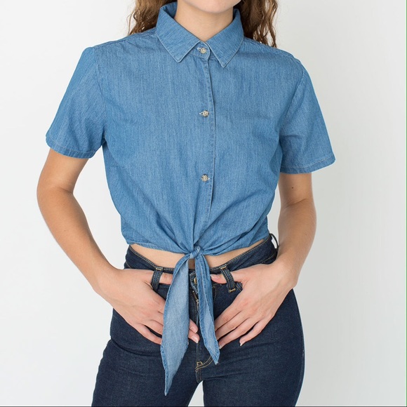 American apparel denim button up