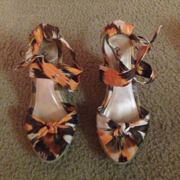 Wedge floral heels