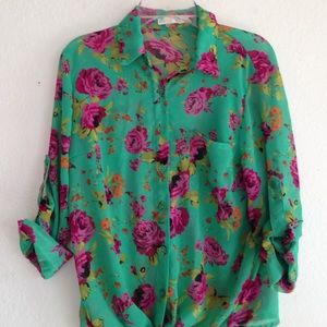 flowy quarter sleeve floral top