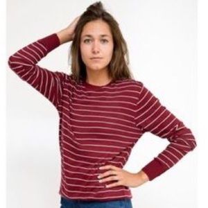 American apparel unisex maroon and white sweater