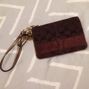 Chocolate Brown coach wristlet