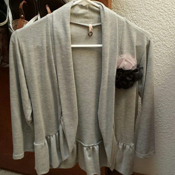 *BUNDLED* Cute Gray Cardigan W/Flowers