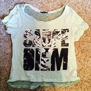 Mint colored "Carpe Diem" crop top