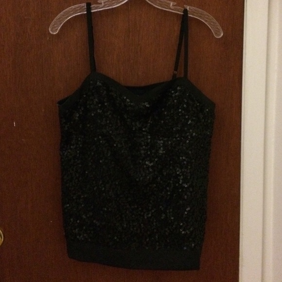 American Eagle Black Sequined Top, Large