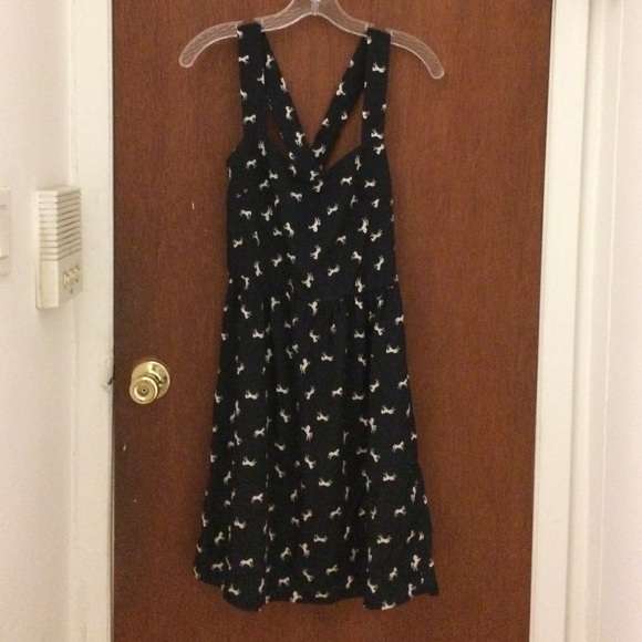 Modcloth Navy Horse Dress, Cross-Back, Medium