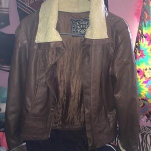 Brown leather jacket