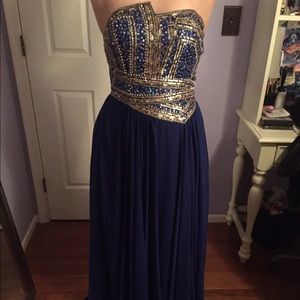 Royal and Gold Terani Couture long dress