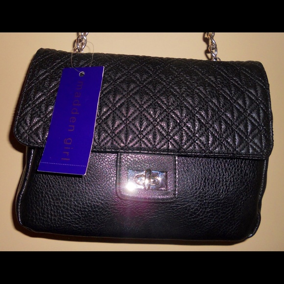 MADDEN GIRL Black Quilted Satchel Shoulder Bag