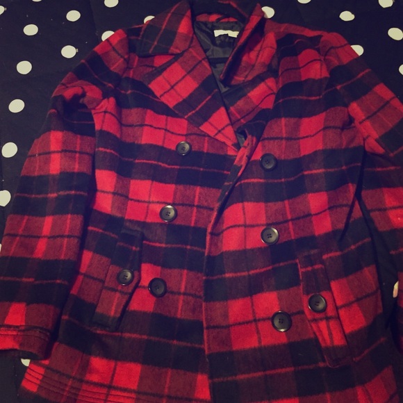 Plaid pea coat