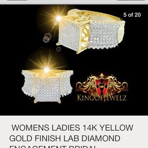 14k gold finish lab diamond engagement weddingring