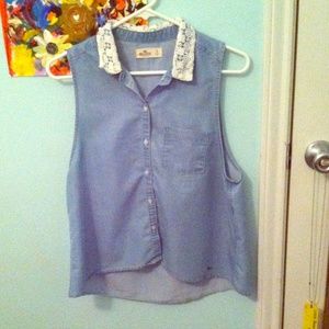 Hollister sleeveless denim shirt