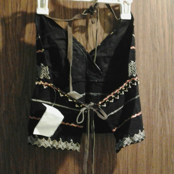Free People Beaded detail black halter top - Picture 2 of 2