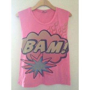Pink "Bam!" Muscle Tee
