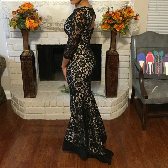 Black lace formal dress