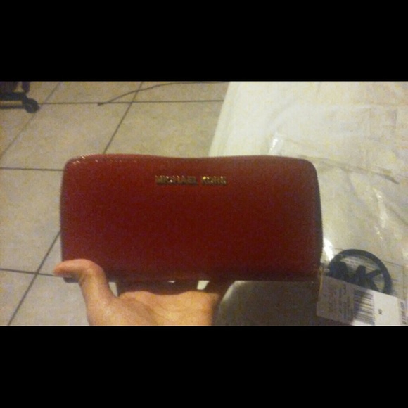 Michael kors red patent wallet new with tags