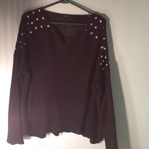 Long sleeved studded black sweater