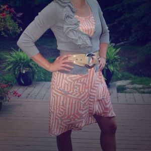 Orange and white high low dress