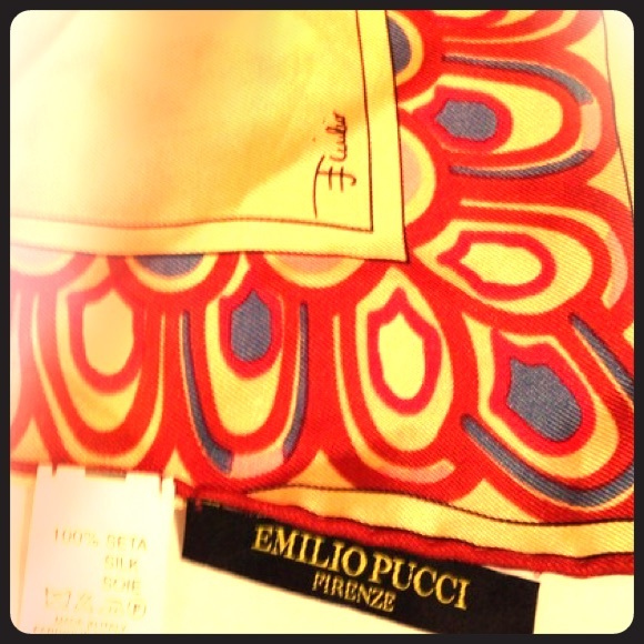 Emilio Pucci Peacock Print Large Silk Scarf 34x34
