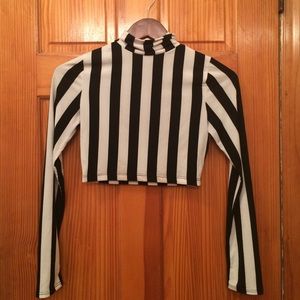 Black and white striped crop top